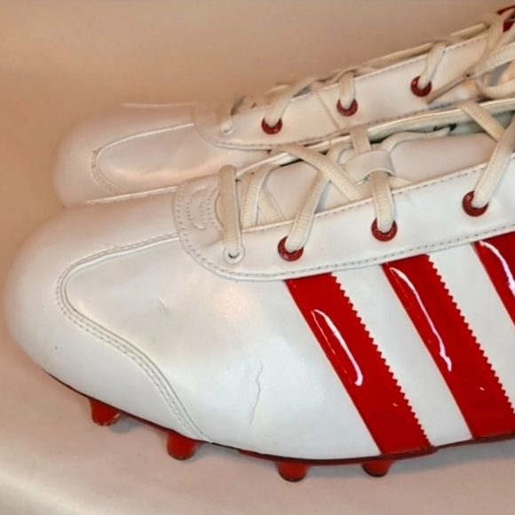 💰NWOT! ADIDAS ▪︎ MEN'S RED AND WHITE FOOTBALL CLEATS ▪︎ SIZE 15 - Picture 5 of 12